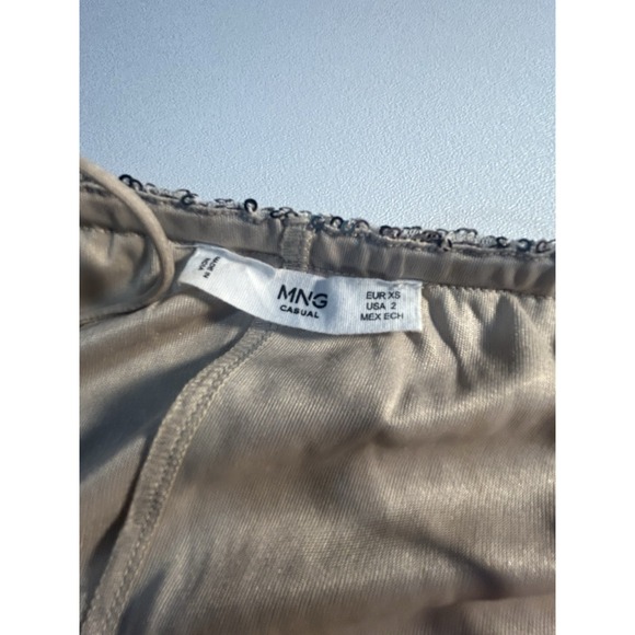 Mango Sequin V Neck Cami Tank Spagetti Strap Lined Sparkly Chic Top Size XS / 2 - Picture 5 of 14